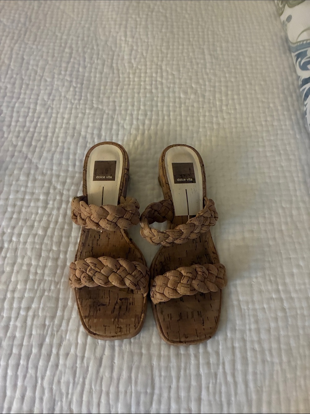 Dolce Vita Braided Cork Slide Sandals in Tan